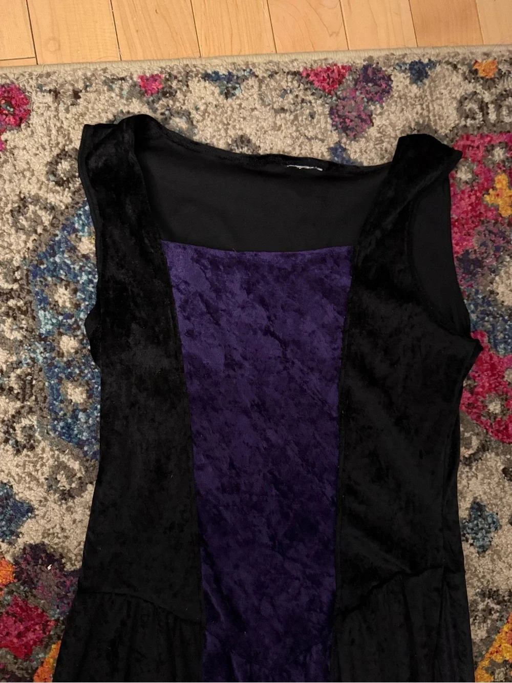 Renaissance Princess Velvet Panel Maxi Dress Black Purple Large Medieval Witchy